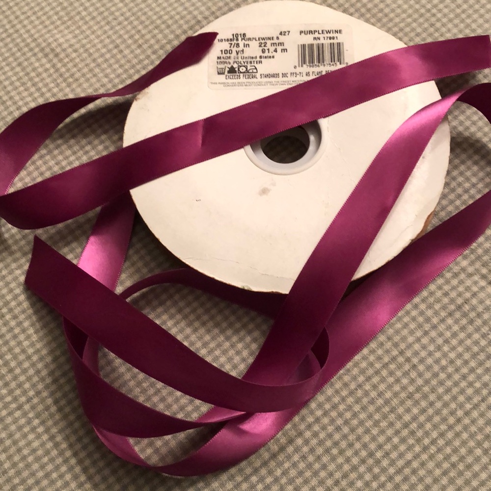 PURPLEWINE SATIN RIBBON - 7/8 “ (22mm) X 95 YDS MADE IN USA POLYESTER - #351